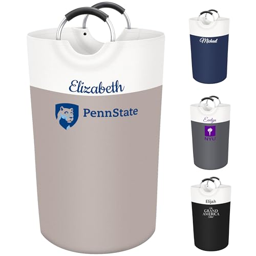 Personalized Laundry Basket, Large Laundry Hamper, Collapsible Laundry Basket for College Dorm,Promotional Laundry Basket with Logo, Waterproof XL Laundry Bag with Handles 90L-Beige