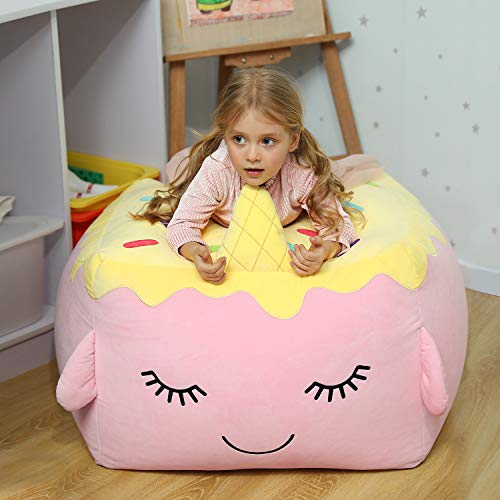 Kidzlike Kids Bean Bag Chair With Removable Inflatable Pad Filler,Stuffed Animal Toy Storage And Organizing Clothes Blankets Towels, Room Decor For Girls(With Pad) #TOP5