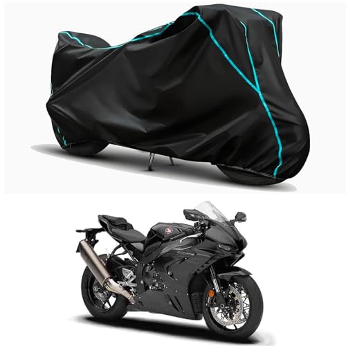 Image of Waterproof Bike Body Cover Compatible for | Honda CBR1000RR-R | Taffeta Fabric, Sky Piping Design, Bottom Elastic Fit | Dustproof, Sun UV & Rain Protection for All Weather.