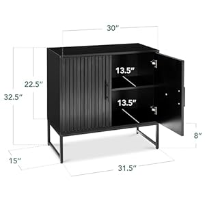 Best choice products 2 door slatted storage cabinet accent furniture multipurpose cupboard sideboard wnon scratch foot padsblack  urban country home decor