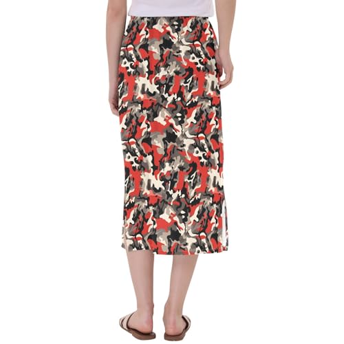 Women's Beachy Elastic Midi Slip Skirt Spring Split Skirt3