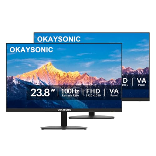Image of 2 Pack 24 Inch Home Office Computer Monitor, FHD 1080P, FreeSync HDR, Low Blue Light Eye Care, HDMI Input, VESA Mountable Desktop PC Display