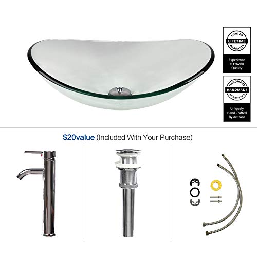 Yourlite Modern Tempered Glass Sink Bathroom Vanity Vessel Sink And Faucet Combo Boat Style Utility Sink Above Counter #TOP1