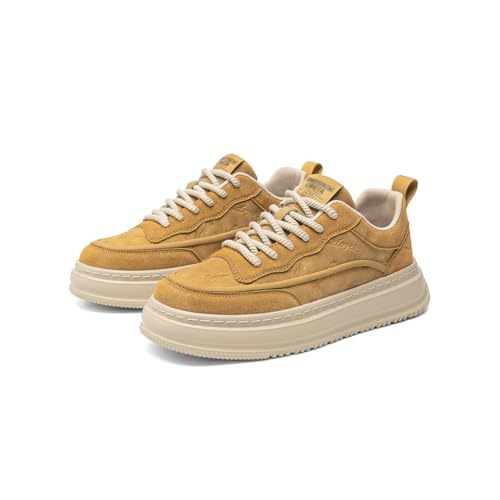 Men's Leather Lace-Up Sneakers Comfort Walking Shoes Cushioned Sole Elevator Shoes for Men Casual Skate3