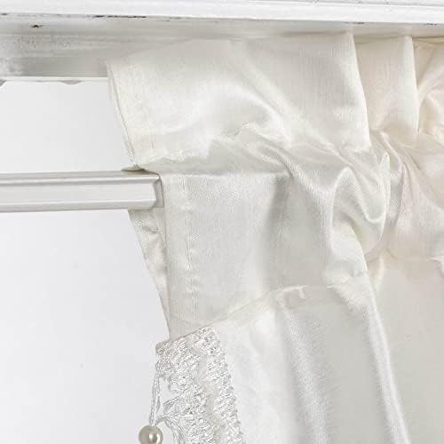 1PC Waterfall Valance for Curtains & Drapes Rod Pocket Beaded Curtain Valence(Beige)