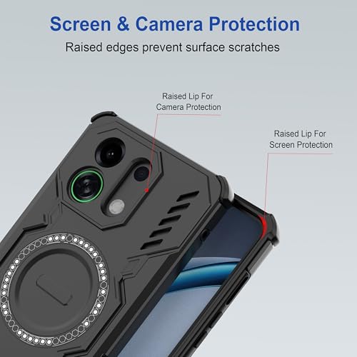 Image of Zapcase Back Case Cover for Oppo K13 Turbo 5G | Magnetic Case with Built-in Metal Ring | Supports MagSafe Charger, Wallet & Car Mount | Shockproof Hybrid PC + TPU | Black