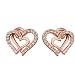 Hitaocity Korean Style 19k White Gold Plated Double Love Heart Shaped Rose-gold Color Earring Stud