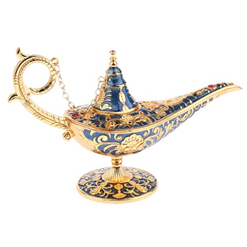 Preisvergleich Produktbild F Fityle 1x Aladins Wunderlampen Stil Aufbewahrungsbox Schmuckkasten Öllampe Hausdeko Halsketten Armband Aufbewahrung Box (Blau)