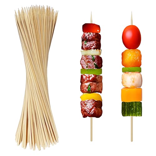 XMZY Bamboo Skewers 8 Inch Wooden Skewers Sticks for Fruit Kabob BBQ Grilling Yakitori. More Size Choices 10/12 100 PCS (8inch X 3mm)