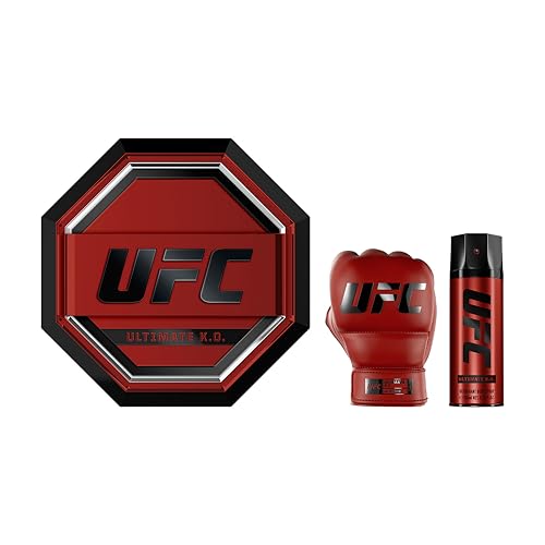 Image of UFC Ultimate K.O. - Cologne for Men and Body Spray Set - Aromatic Woody Perfume for Men with Lavender and Cedarwood Notes - Long Lasting Scent - 2 Pc