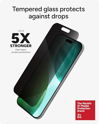 Image of ZAGG Glass Elite Privacy Screen Protector for iPhone Air - 2-Way Privacy Filter, 5X Stronger, Fingerprint-Resistant, InvisibleShield, Easy Two-Step Installation