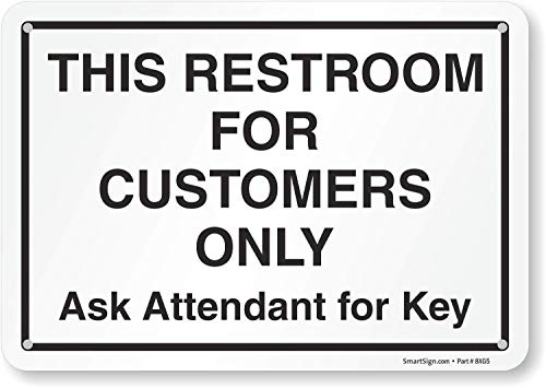 "This Restroom For Customers Only, Ask Attendant For Key" Sign By SmartSign |