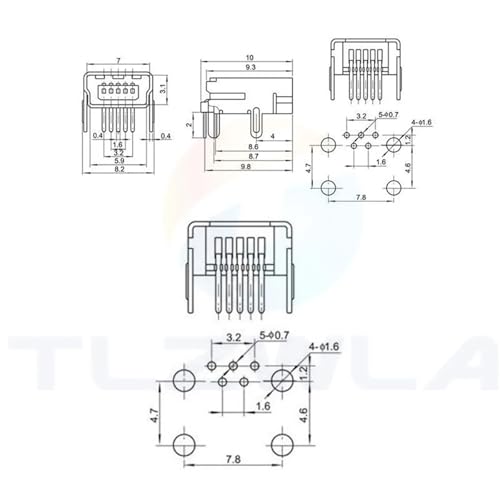 Evite dobleces en cables con los conectores DIP de ángulo recto tipo B de 5 pines 6