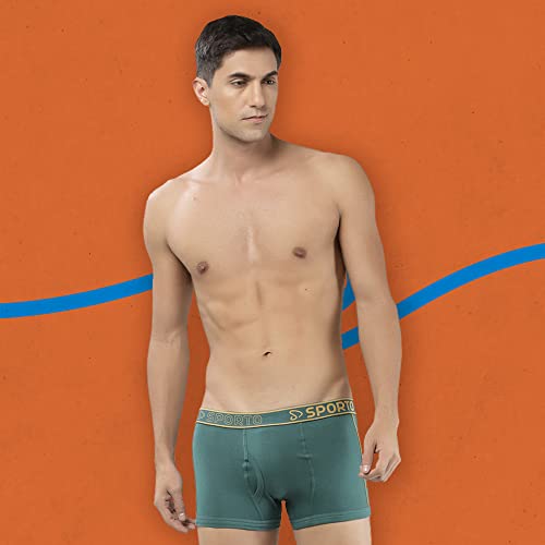 Image of sporto Men's Mid-Rise Super Soft & Comfortable Solid Cotton Square Trunks with No-Fold & No-Pinch Elastic Waistband (Combo Pack)