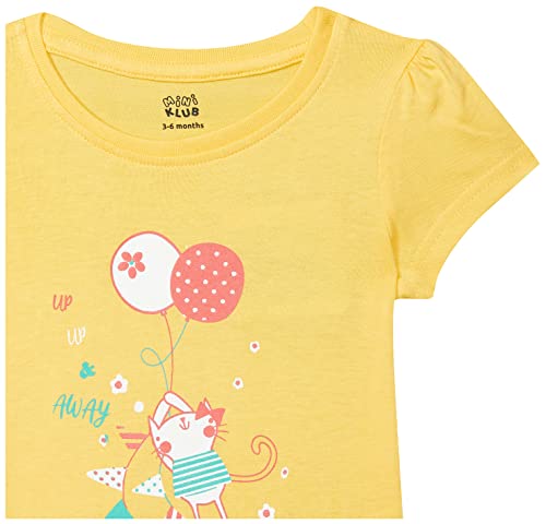 Image of miniklub Girls Yellow Printed Pure Cotton Top