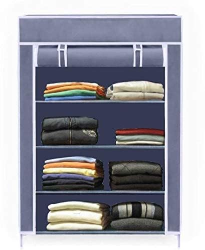 Ebee Plastic 4 Shelves Cloth Cabinet (Grey)