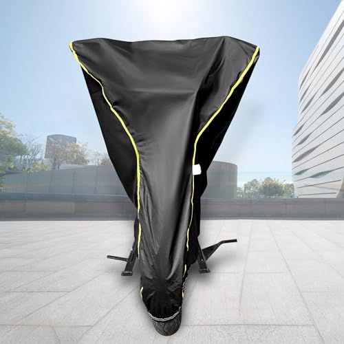 Image of Waterproof Scooty Cover Compatible for Vespa Vxl 125 with Mirror Packet and Jungle Print Scooty Cover with Black & Yellow Piping