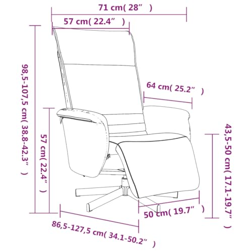vidaXL Relaxsessel, Drehbar Sessel mit Liegefunktion, Fernsehsessel Verstellbare Rückenlehne Fußteil, Liegesessel Ruhesessel Polstersessel, Schwarz Kunstleder – Bild 4