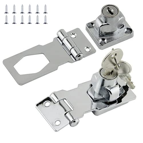 Hasp and Staple Shed Lock - 2Pcs Heavy Duty Door Locks - Safety Padlocks with 2 Keys Set for Loft Hatch Lock, Gate Lock, Caravan Door Lock, Cabinet Lock, Cupboard Lock (2.5Inch)