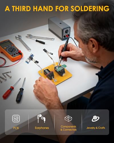 Image of Helping Hands Soldering Station, 2 Way Magnetic PCB Holder Clamps, One-Push Spring Loaded Third Hand Tool with 2 Adjustable Clips for Electronics, PCB Repair and DIY, Craft