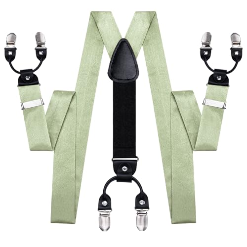 Image of Dubulle Suspender and Bow Tie for Men Paisley Solid Mens Suit Braces Pretied Bowtie and Handkerchief Cufflinks Formal Wedding