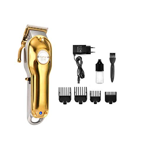 Máquina de Cortar Cabelo Cromada Inoxidável Profissional kemei KM1987 (DOURADA)