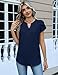 Zeagoo Tops for Women Trendy 2026 Fashion Trendy Clothing Cap Short Sleeve Shirts V Neck Button Down Dressy Blouses Navy Blue