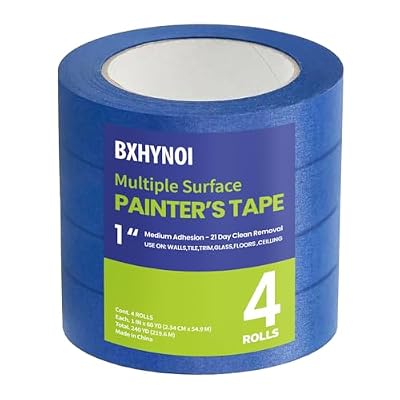 BXHYNOI Painters Tape,1 in.W X 60 yd,4 Rolls (240yds),Blue Masking Tape for Walls,Paint