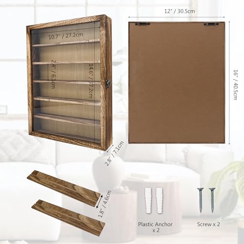 Image of 12x16 Shadow Box Frame with Removable Shelves,Collectible Display Shelves Case,Military Challenge Coin Display Case,Wood Shadow Boxes Display Cases for Keepsake,Pictures
