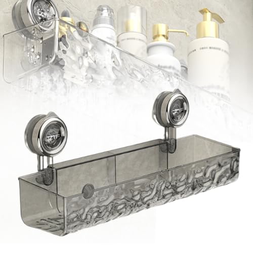 Suction Cup Shower Caddy No-Drill Wall-Mounted Storage Shelf Corrugated Bathroom Organizer for Kitchen Bathroom Easy Install Suction Holder