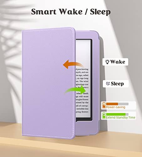 Image of MoKo Case for All-New 6 inch Kindle(11th Generation, 2024 /2022 Release) /(10th /8th Gen, 2019 /2016), Ultra Lightweight PU Shell Cover with Auto Wake /Sleep for Kindle 2024, Taro Purple
