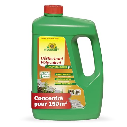 Neudorff Finalsan Désherbant Polyvalent Concentré, 2,5 l – Élimination des mauvaise herbes, Désherbant concentré total pour massifs, rosiers, arbres,...
