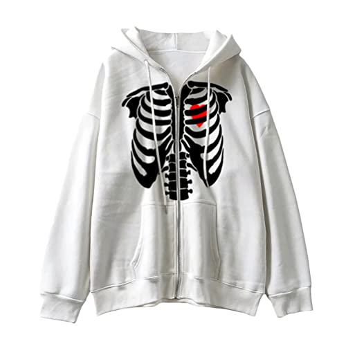 Sweat à capuche squelette vintage pour soirées et look streetwear femme