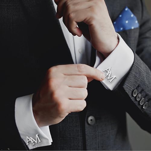 Nobelook Personalized Cufflinks Custom Engraved Name Tie Clip Stainless Steel for Men Wedding Party Business Shirt Tuxedo Gift for Dad Husband Boyfriend4