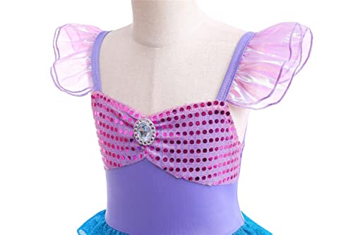Disfraz princesa sirena brillante para niñas 3T miniatura 4