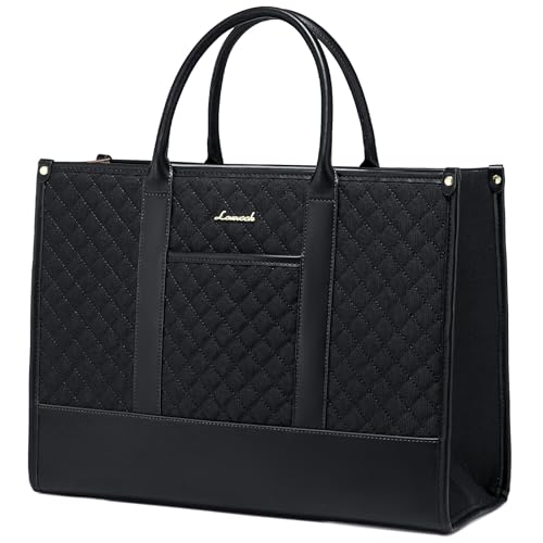 LOVEVOOK Laptoptasche Damen 14 Zoll, Wasserdicht Arbeitstasche Handtasche Klein Schultasche Shopper Business Tasche Aktentasche Lehrertasche, Tote Bag Notebooktasche für Büro Uni Schwarz