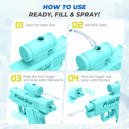 Image of Prank Water Gun, Upgraded Double-Sided Two-Way Squirt Gun for Babies, Kids & Adults, Funny Gag Sprayer for Holi Parties, School, Office, Backyard & Outdoor Summer Fun