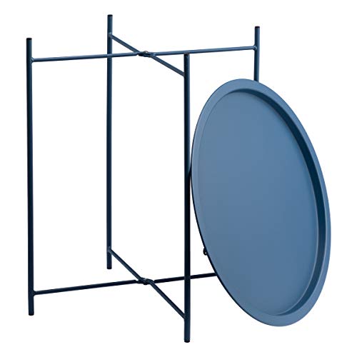 image for HollyHOME Folding Tray Metal Side Table, Sofa Table Small Round End Ta