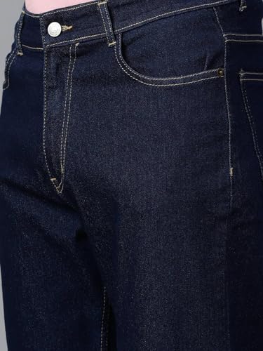 Image of KOTTY Men's Solid Corbeau Button Regular Fit Jeans