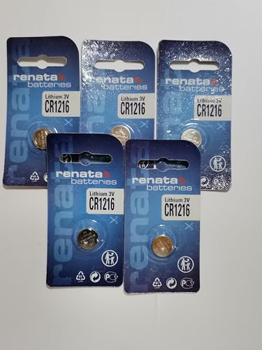 Renata CR1216 Batteries - 3V Lithium Coin Cell 1216 Battery (5 Count)