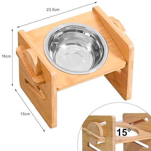 Erhöhter Hundenapf, Hundenapf Erhöht, Erhöhte Hundenäpfe, Fressnapf Hund Erhöht, Erhöhter Futternapf, Futternapf Hunde mit Edelstahl Fressnapf für Kleine Hunde, Katzen, 4 Höhen