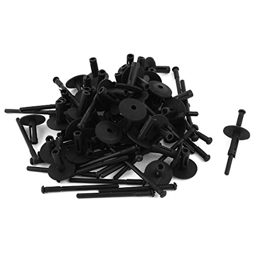 sourcing map 50Pcs Negro Remaches de Maletero Panel Molduras 38mm Grapas 6mm Agujero