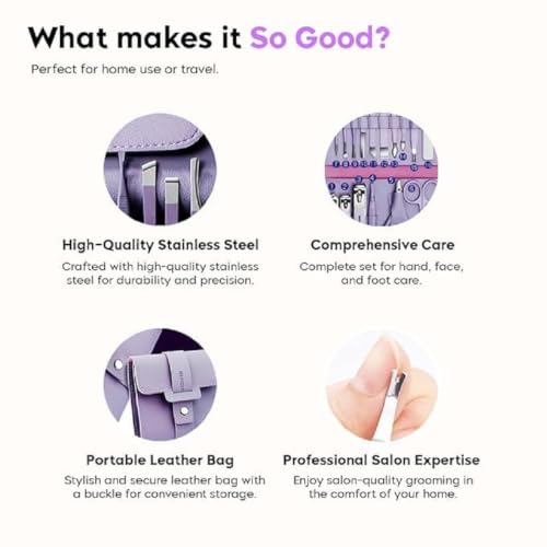 Image of Premium Nail Clipper Kit - Stainless Steel Manicure & Pedicure Set - Nail Care Tools for Hand & Feet - Includes Clippers, Cuticle Trimmers, File, Tweezers for Facial, Hand & Foot Care
