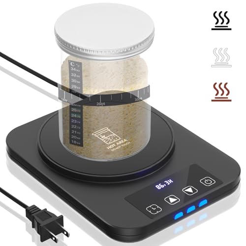Sourdough Starter Warmer, Precise 1°F Thermostat Control (70-100°F) Sourdough Warming Mat, Smart memory Warming On/Off, 12-Hour Timer Sourdough Warmer?Black?