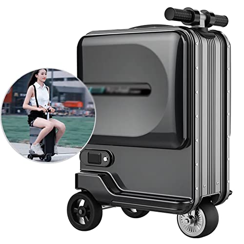Smart Travel Luggage Aluminum Alloy Frame Ride On Suitcase, Black