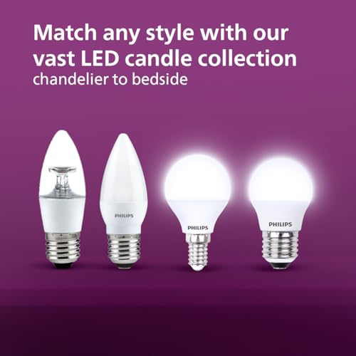 Image of PHILIPS 4W LED Frosted Candle Bulb | Warm White 3000K | E27 Base | Energy Efficient Decorative LED Light | Soft Glare-Free Illumination | Pack of 1