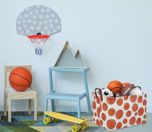 Image of Rectangular Basketball Basket Kids Gift Basket Baby Toy Storage Bin Organizer Box Room Decor(Basketball)