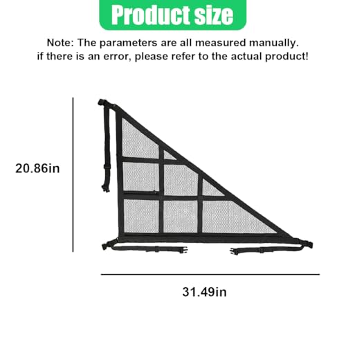 KPFILEH Double-Layer Car Ceiling Cargo Net, 31.49\" x 20.86\" Auto Roof Mesh Storage Pocket with Adjustable Buckle, 3 & 4-Handle Vehicle Interior Organizer Bag for Road Trips and Camping (Black) - Thumbnail 2