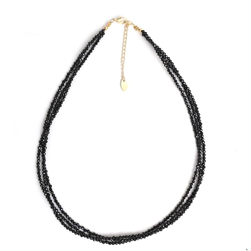 Gempires Nature’S Treasure Gempires Black Spinel Triple Layered Beaded Necklaces For Women, Choker Style cover