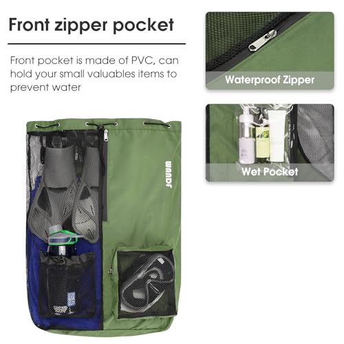 WANDF Swim Bag Mesh Drawstring Backpack with Wet Pocket for Swimming, Gym, and Workout Gear3